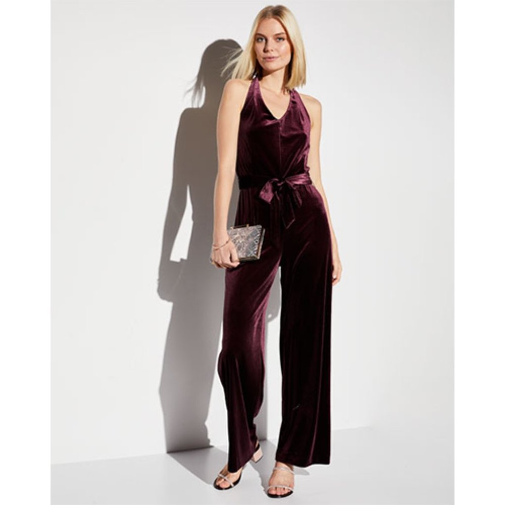 NWT Laundry By Shelli Segal Velvet Halter Jumpsuit